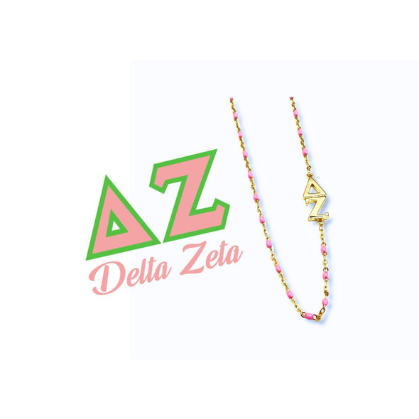 The Delta Zeta Necklace: Side Set ΔΖ Enamel Bead Necklace