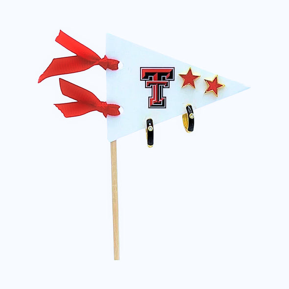 E203 TT-Texas Tech Pennant Pair Earring Set