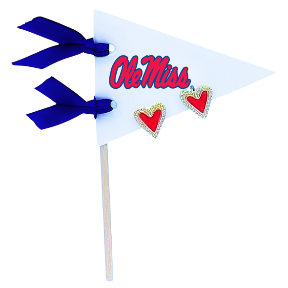 Love my College: Bright Color Heart Studs on Logo Pennant Flag