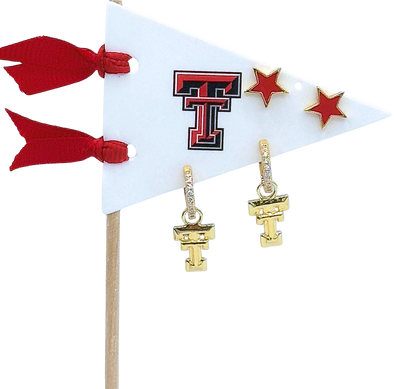 E203 TT-Texas Tech Pennant Pair Earring Set