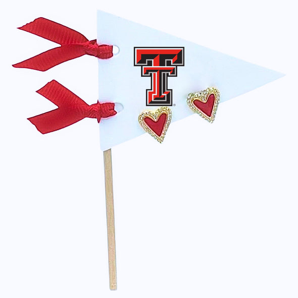 Love my College: Bright Color Heart Studs on Logo Pennant Flag