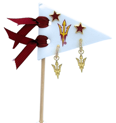 E203 - ASU : Arizona State University Pennant Pair Earring Set