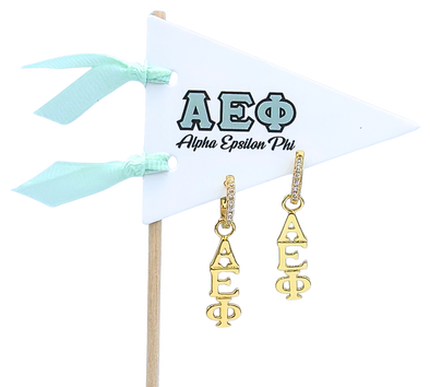 E208 - AEP - Alpha Epsilon Phi Greek Letter Earrings