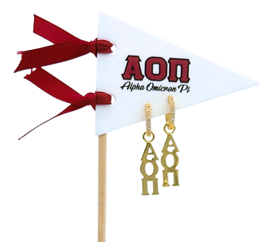 E208 - AOP - Alpha Omicron Pi Greek Letter Earrings