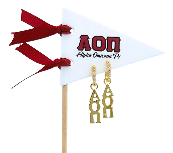 E208 - AOP - Alpha Omicron Pi Greek Letter Earrings
