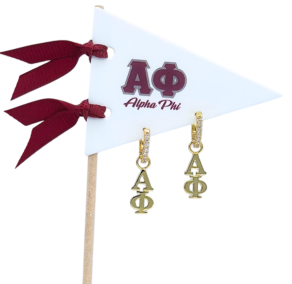 E208 - AP - Alpha Phi Greek Letter Earrings