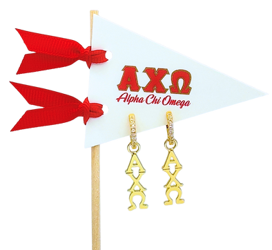 E208 - AXO -Alpha Chi Omega Greek letter earrings