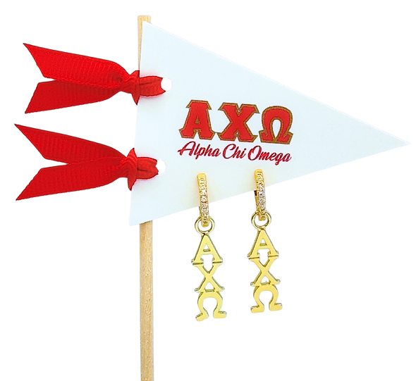 E208 - AXO -Alpha Chi Omega Greek letter earrings