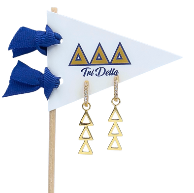 E208 - DDD - Delta Delta Delta Greek Letter Earrings