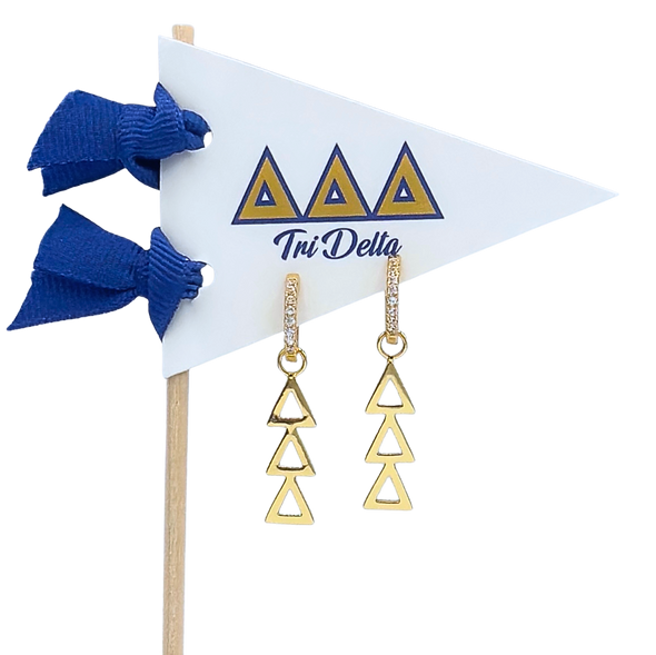 E208 - DDD - Delta Delta Delta Greek Letter Earrings