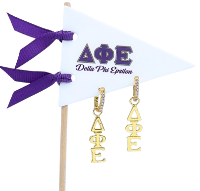 E208 - DPE - Delta Phi Epsilon Greek Letter Earrings