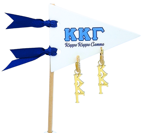 E208 - KKG -Kappa Kappa Gamma Greek Letter Earrings