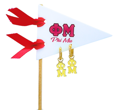 E208 - PM -Phi Mu Greek letter earrings