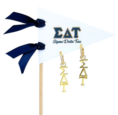 E208 - SDT -Sigma Delta Tau Greek Letter Earrings