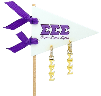 E208 - SSS -Sigma Sigma Sigma Greek Letter earrings