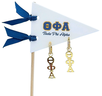 E208 - TPA - Theta Phi Alpha Greek Letter Earrings