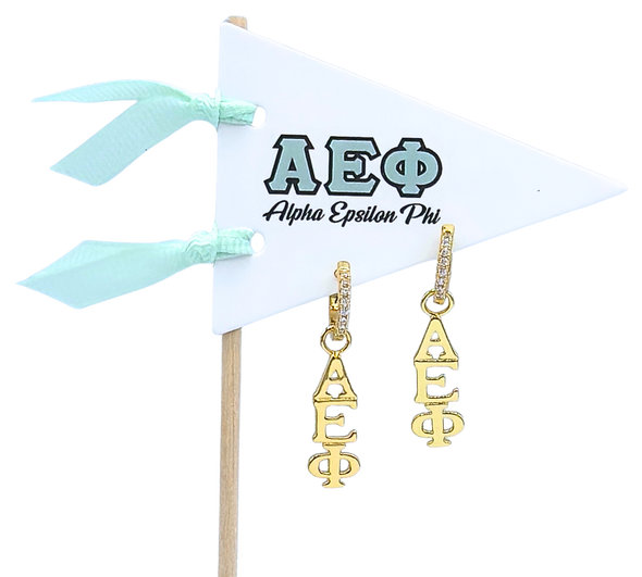 E208 Sorority Greek Letter Earrings Huggie Hoops