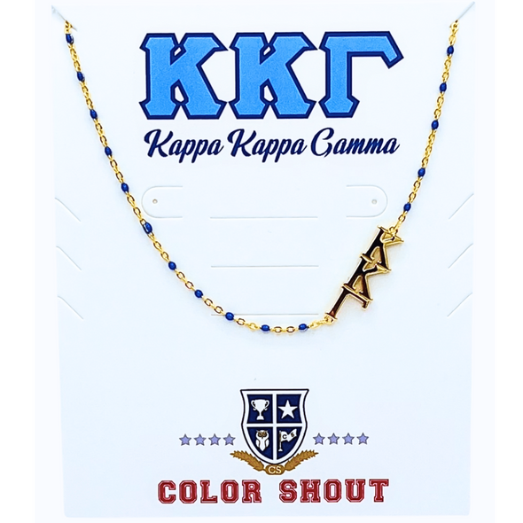 N201-The Sorority Necklace: Side Set Greek letters on Enamel Bead Necklace