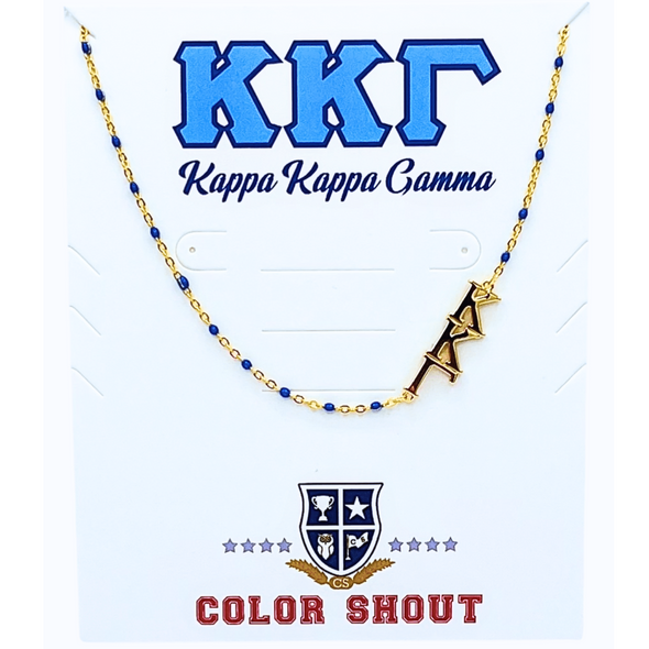 The Sorority Necklace: Side Set Greek letters on Enamel Bead Necklace