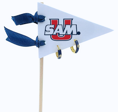Samford Huggie Hoops on Pennant Flag