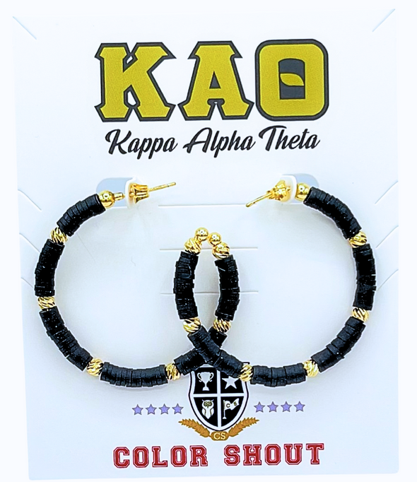 Kappa Alpha Theta Black Vinyl Hoop Earrings