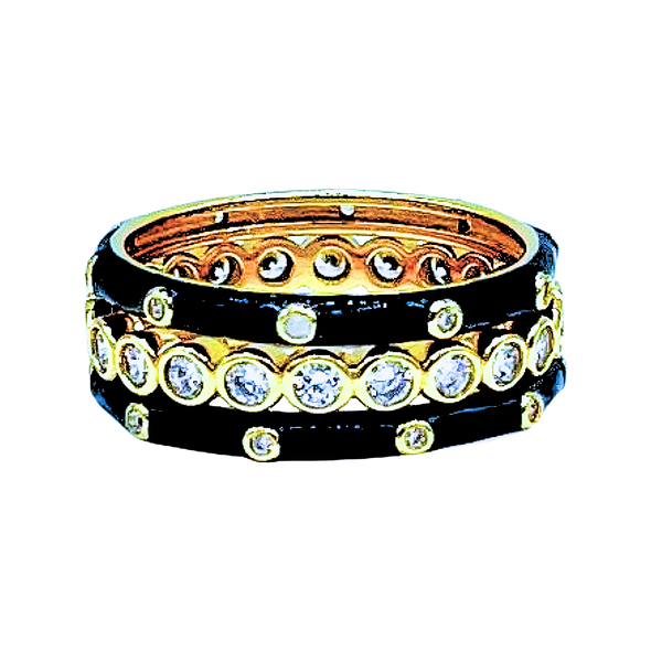 R206 KAT-Kappa Alpha Theta Bezel & Enamel Stack Ring Set