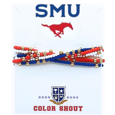 B201 SMU-SMU Colors Stack: Set of 6 Beaded Stretch Bracelets