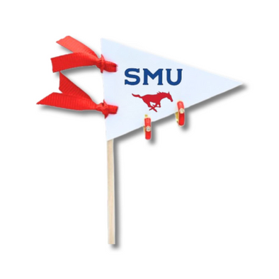 SMU Huggie Hoops on Pennant Flag