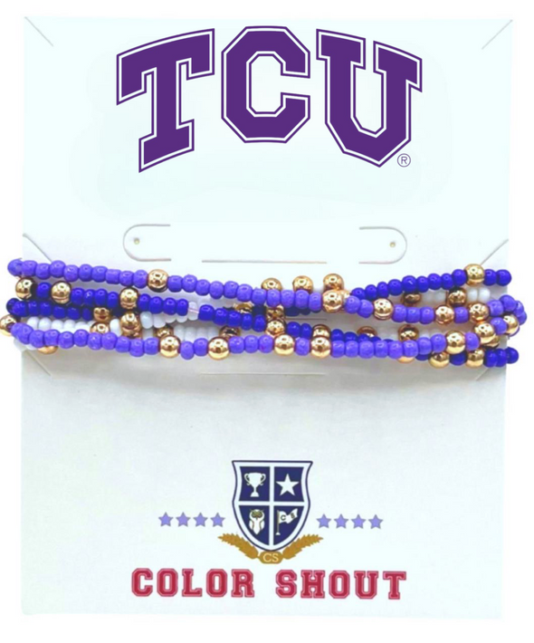 TCU: Purple Out! Set of 6 Stretch Bracelets