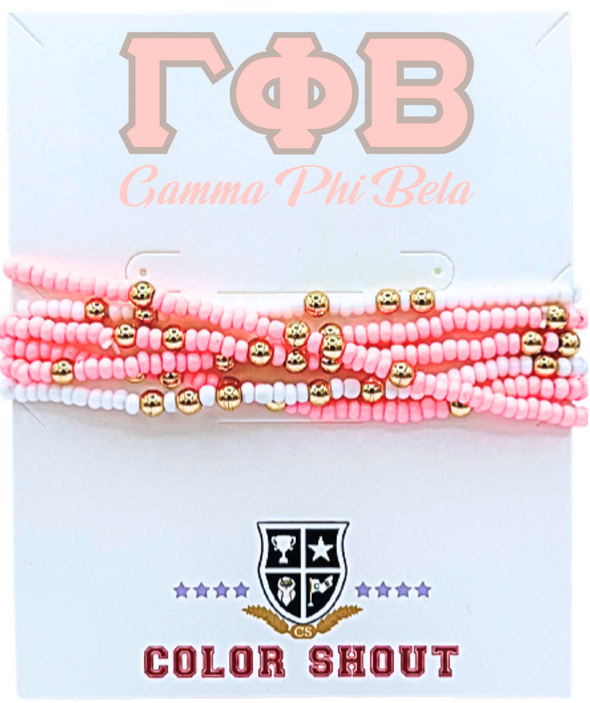 Sorority Colors Stack: Set of 6 Beaded Stretch Bracelets