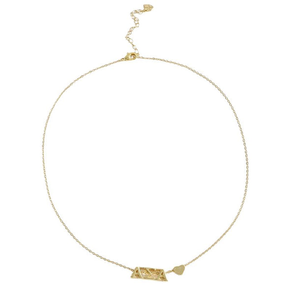 N202-I Love My Sorority: Greek Letters Heart Necklace