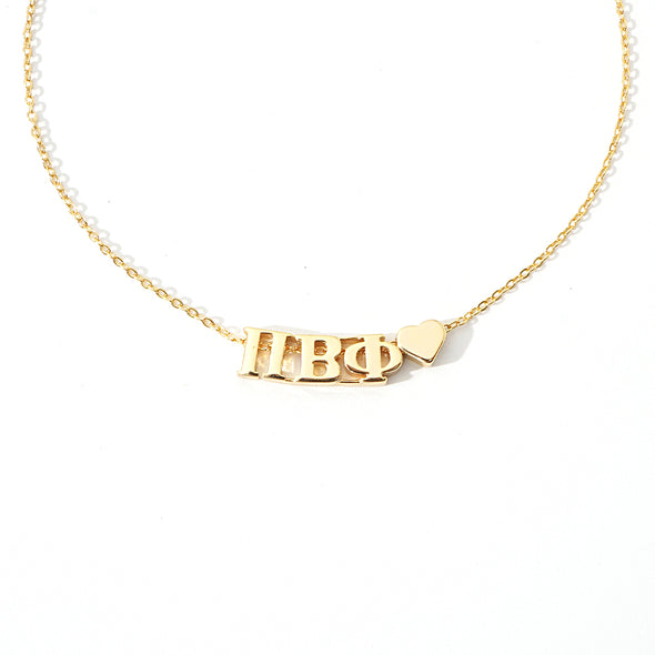 N202-I Love My Sorority: Greek Letters Heart Necklace