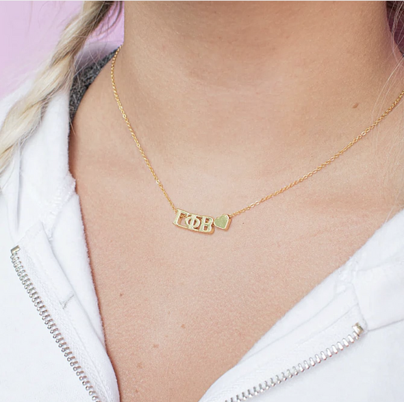 I Love My Sorority: Greek Letters Heart Necklace