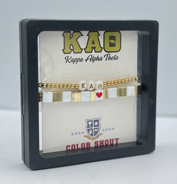 B202 KAT-'I Love' Kappa Alpha Theta Bracelet Stack