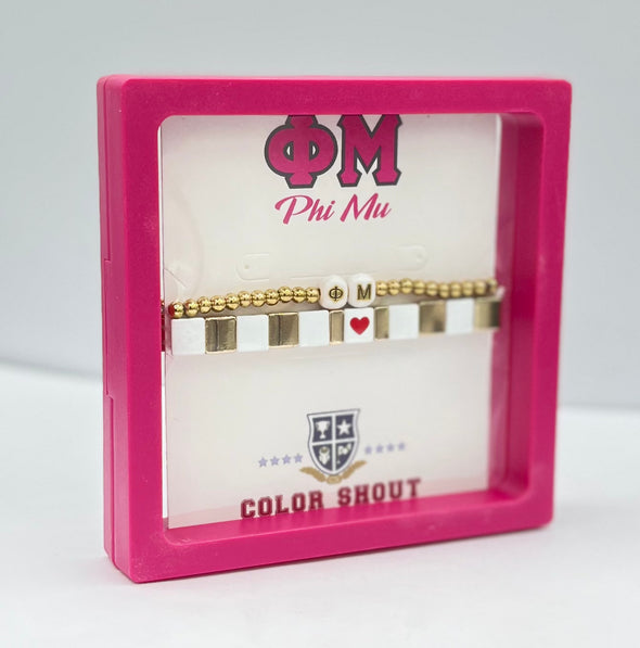 B202 PM-'I Love' Phi Mu Bracelet Stack