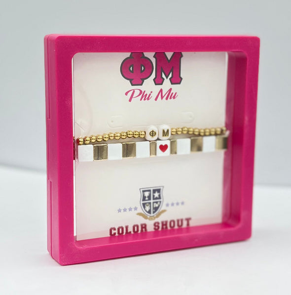 'I Love' Phi Mu Bracelet Stack