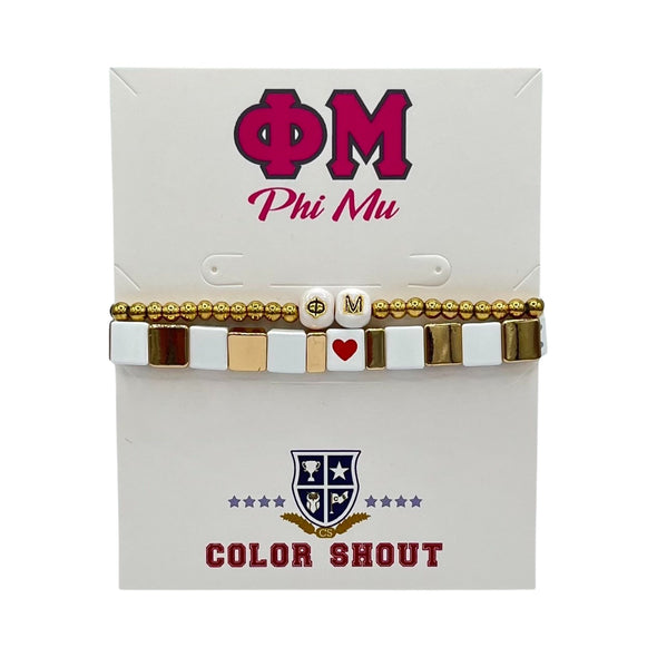 'I Love' Phi Mu Bracelet Stack