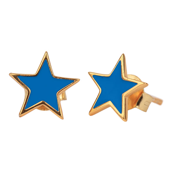 Holiday Happies: Pennant Pair- Colorful Huggie Hoops + Star Stud Earrings on Pennant Flag