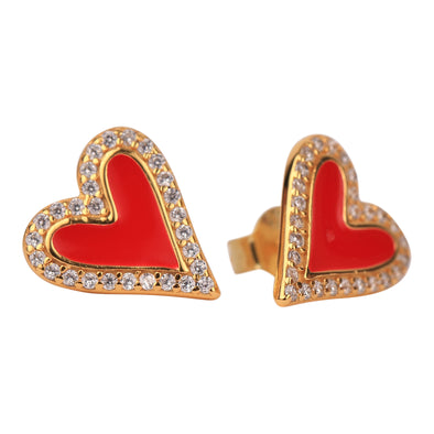 E205- I love Game Day: Team Color Heart Stud Earrings on Pennant Flag