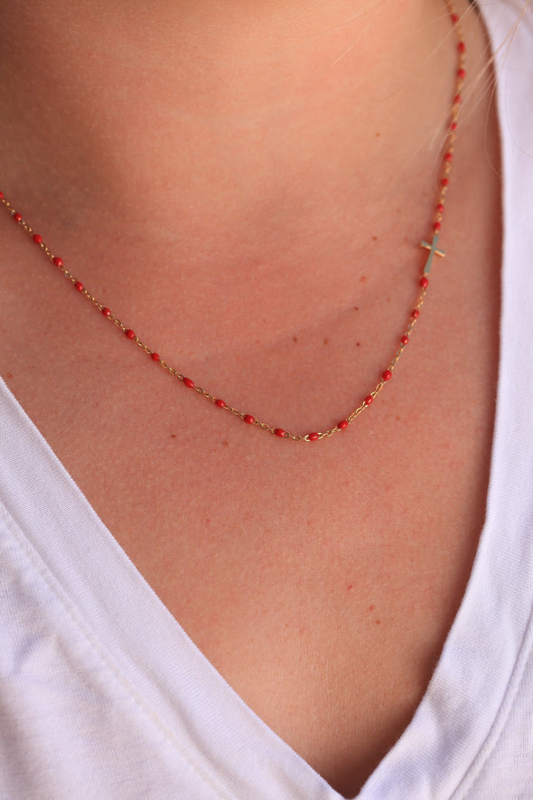 Holiday Happies: Cross Side Set Enamel Necklace and Cross Stud Earring