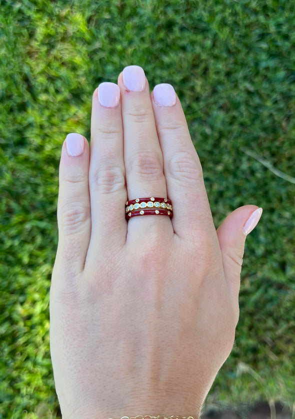 R206 AP-Alpha Phi Bezel & Enamel Ring Set