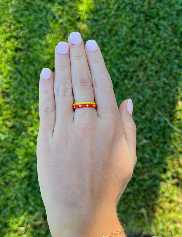R201 XO-Chi Omega: 2 Enamel Stack Ring Set