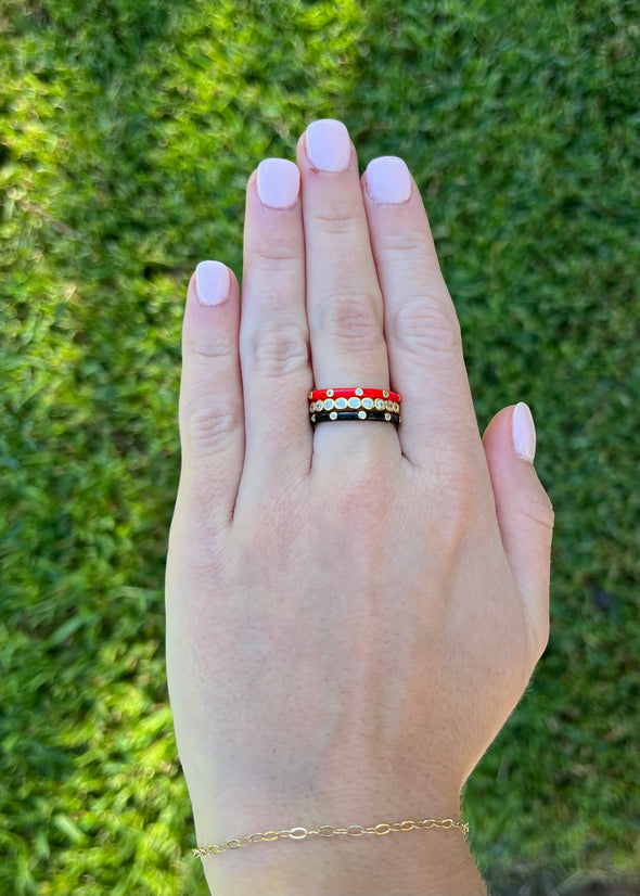 R206 AOP-Alpha Omicron Pi Bezel & Enamel Stack Ring Set