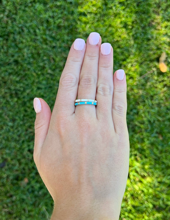 R201 ZTA-Zeta Tau Alpha: 2 Enamel Stack Ring Set