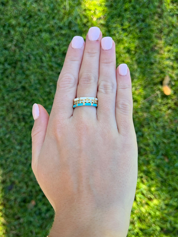 Alpha Delta Pi Bezel & Enamel Stack Ring Set