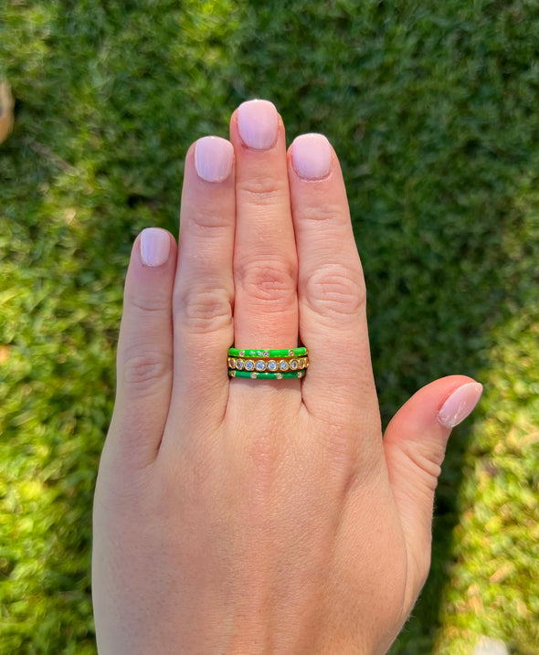 R206 KD-Kappa Delta Bezel & Enamel Stack Ring Set