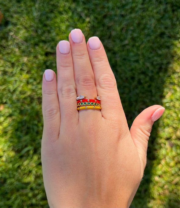 Alpha Gamma Delta Bezel & Enamel Stack Ring Set