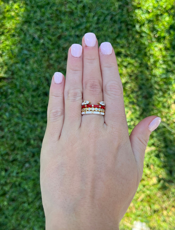 R206 AXO-Alpha Chi Omega Bezel & Enamel Stack Ring Set