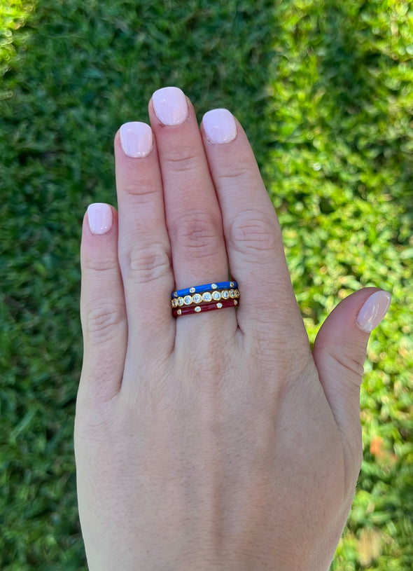 Pi Beta Phi Bezel & Enamel Stack Ring Set