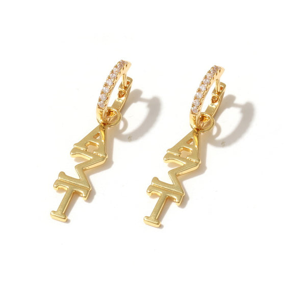E208 Sorority Greek Letter Earrings Huggie Hoops